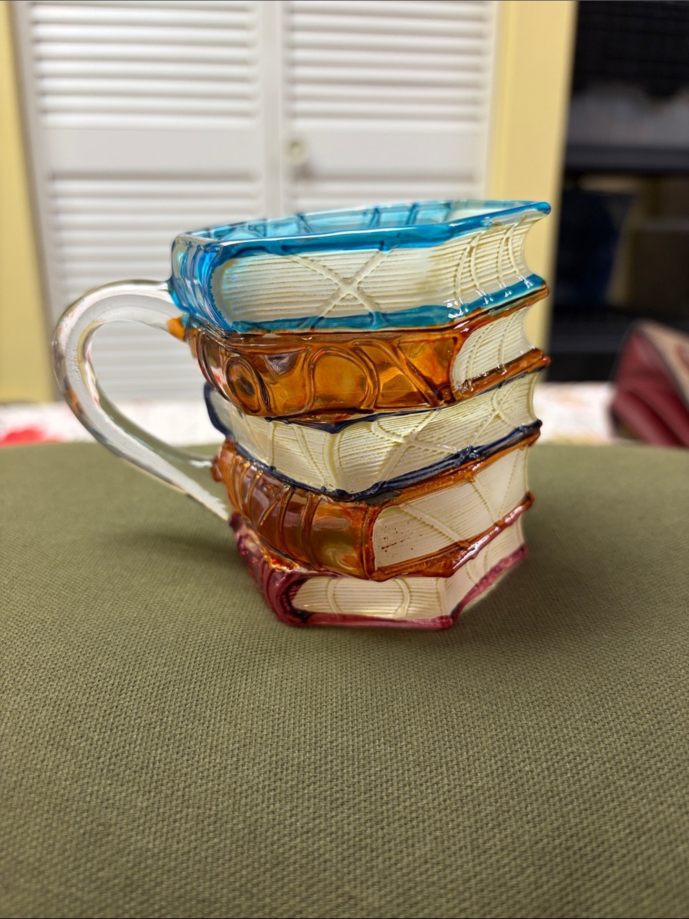 Stacked Book Glass - Multi-Color Decorative Serveware
